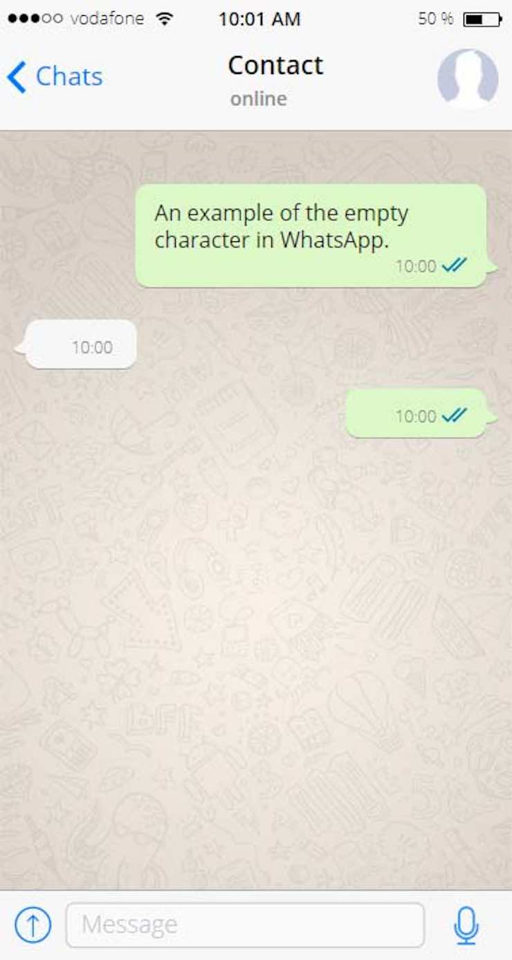 Caratteri invisibili whatsapp