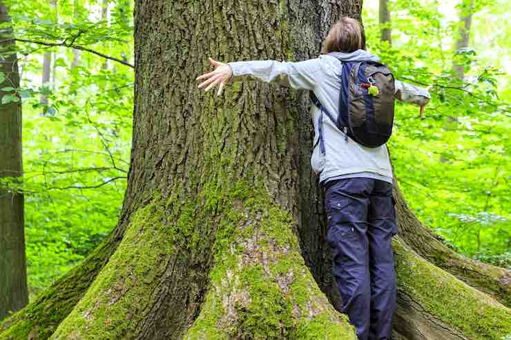 bagno nella foresta donna